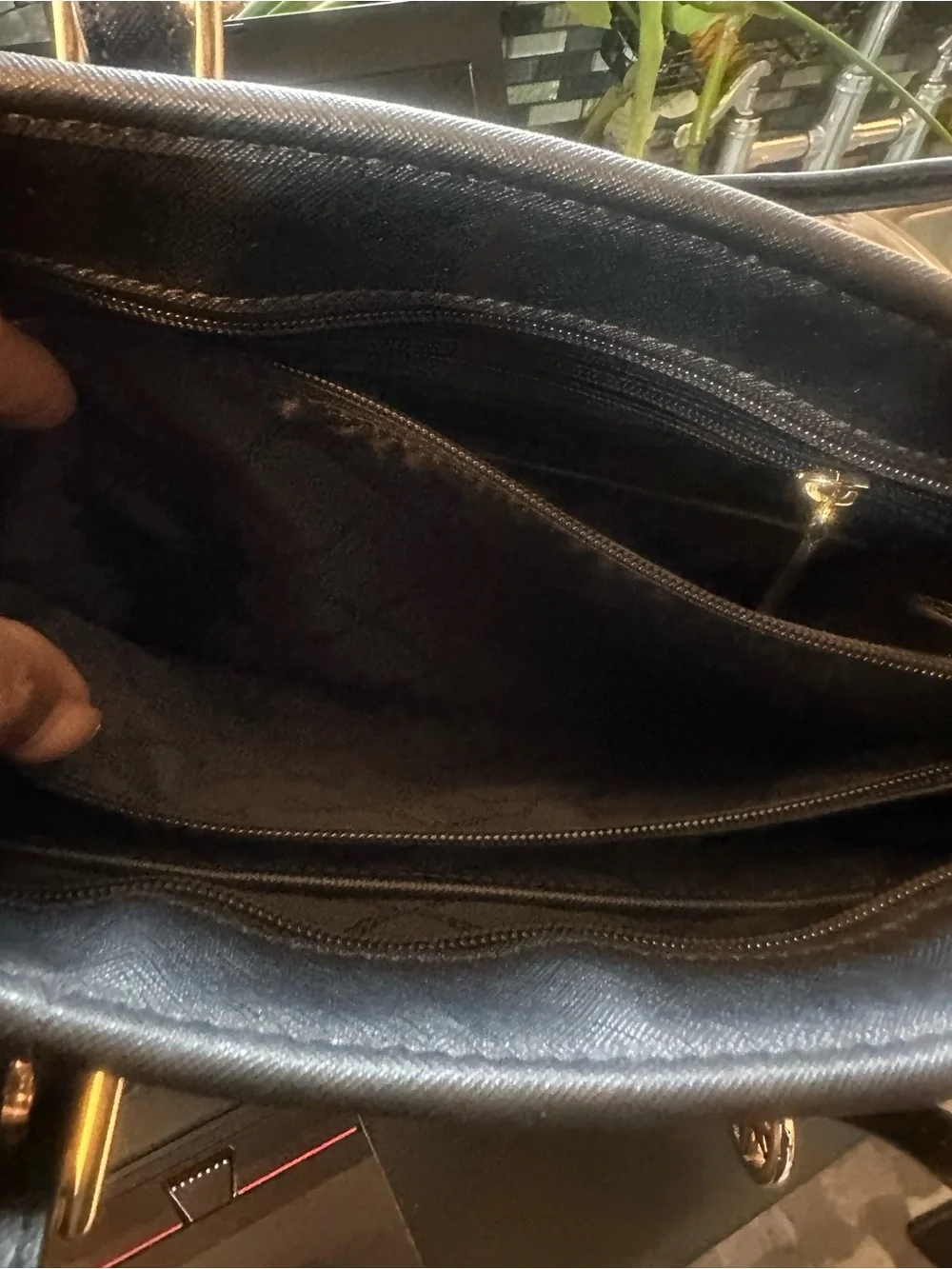 Michael Kors Black Saffiano Tote with Gold MK Charm